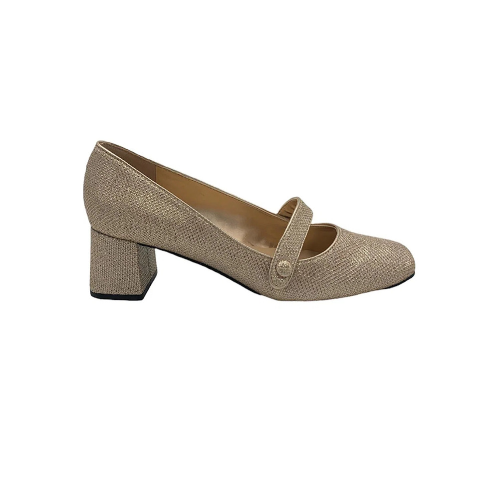 Isaac Mizrahi Beige Mary Jane Block Heel Pumps